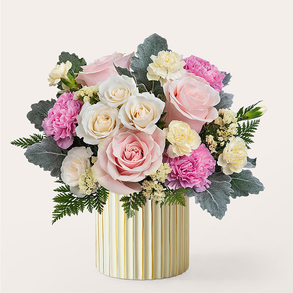Blissful Moments Bouquet with Ivory Vase – Artistic Designs Unlimited, Marianna FL