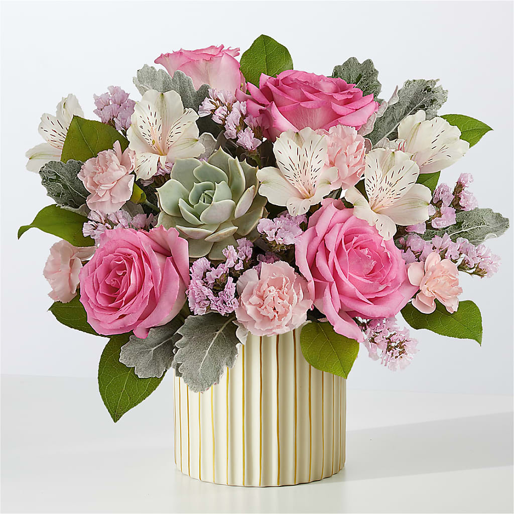 Dusty Rose Bouquet with Ivory Vase – Artistic Designs Unlimited, Marianna FL