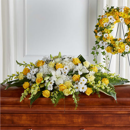 Golden Harmony Casket Spray –  Artistic Designs Unlimited, Marianna FL