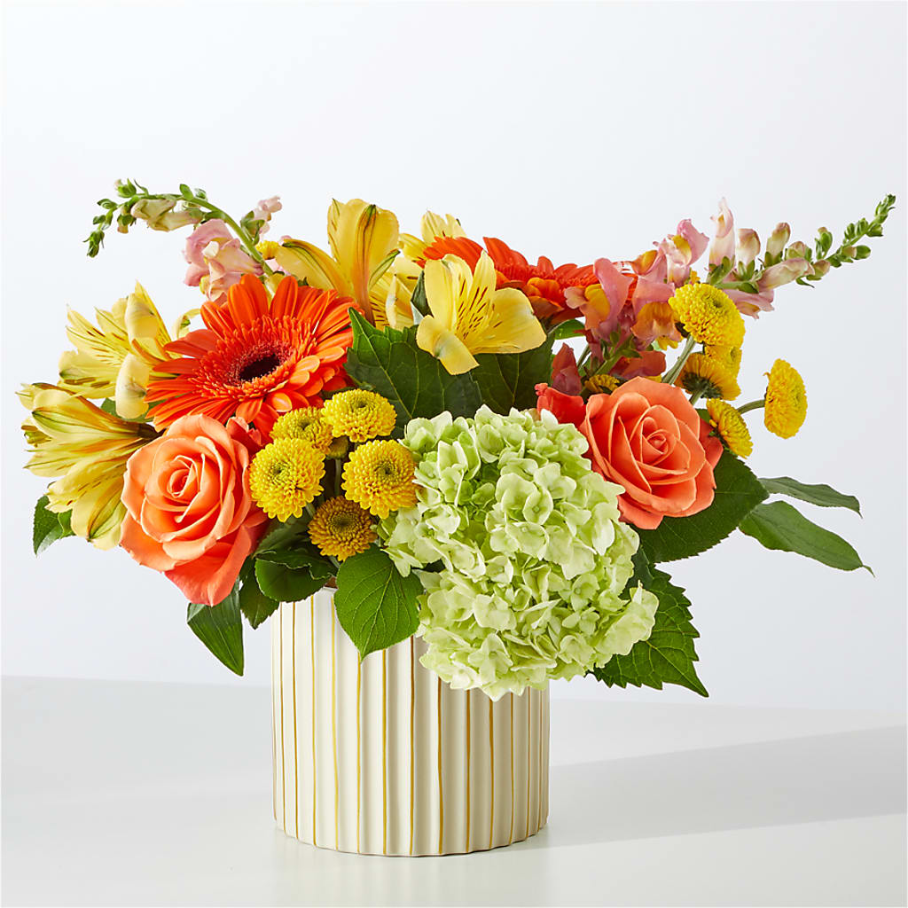 Autumn Sunshine Bouquet with Ivory Vase –  Artistic Designs Unlimited, Marianna FL