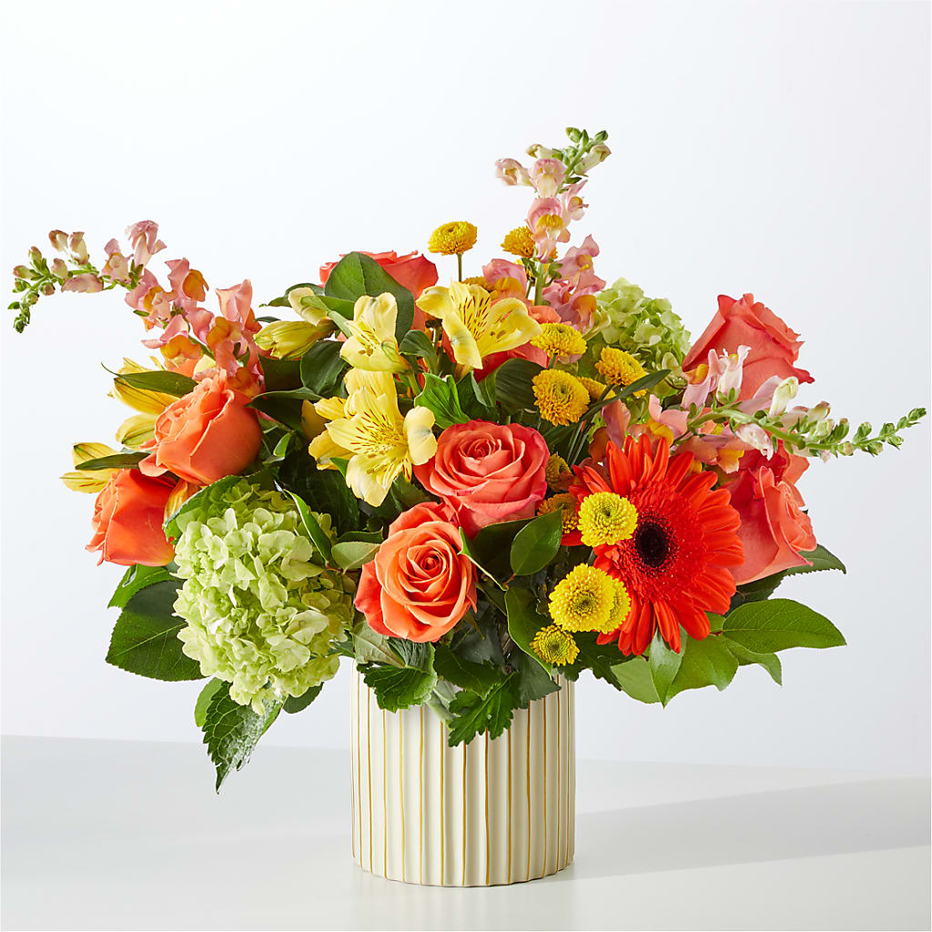 Autumn Sunshine Bouquet with Ivory Vase –  Artistic Designs Unlimited, Marianna FL