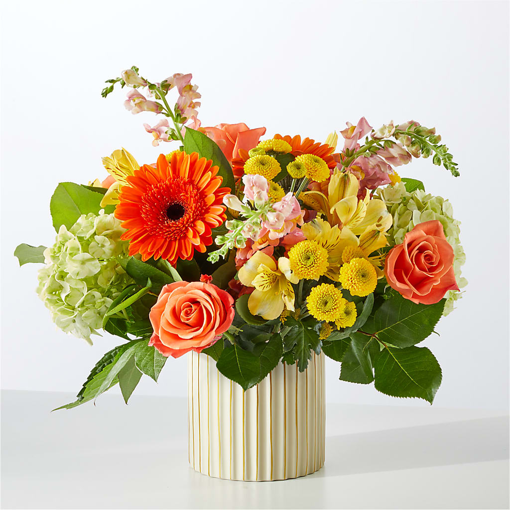 Autumn Sunshine Bouquet with Ivory Vase –  Artistic Designs Unlimited, Marianna FL